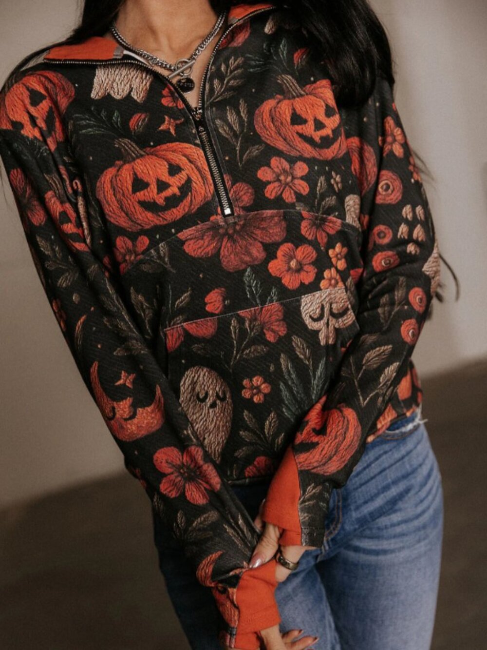 Ampersand Ave HalfZip Sweatshirt - Haunted Harvest NWT